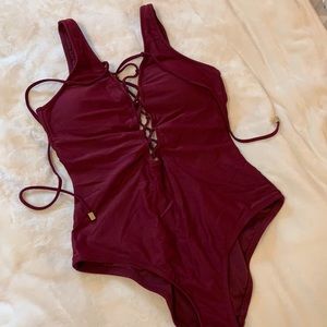 Burgundy Wine Strappy One Piece